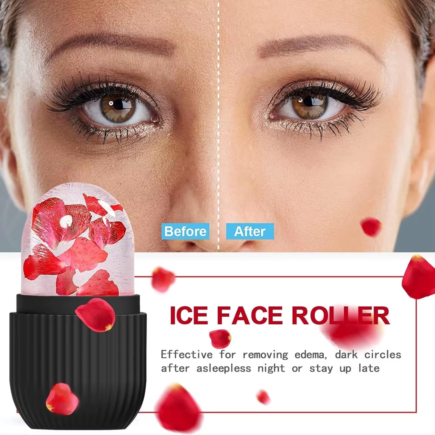 Ice Cube Face Roller, Eyes and Neck, Brighten Skin & Enhance Your Natural Glow, Reusable Facial Treatment, Ice Cube Roller